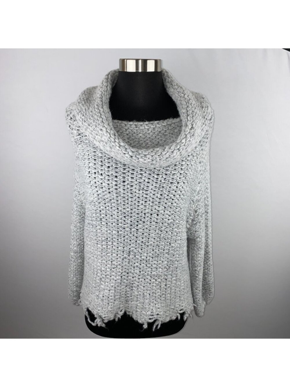 AZZ Fashion Wear Sweater Womens Gray Cowl Neck Bohemian Unique 41 In Chest